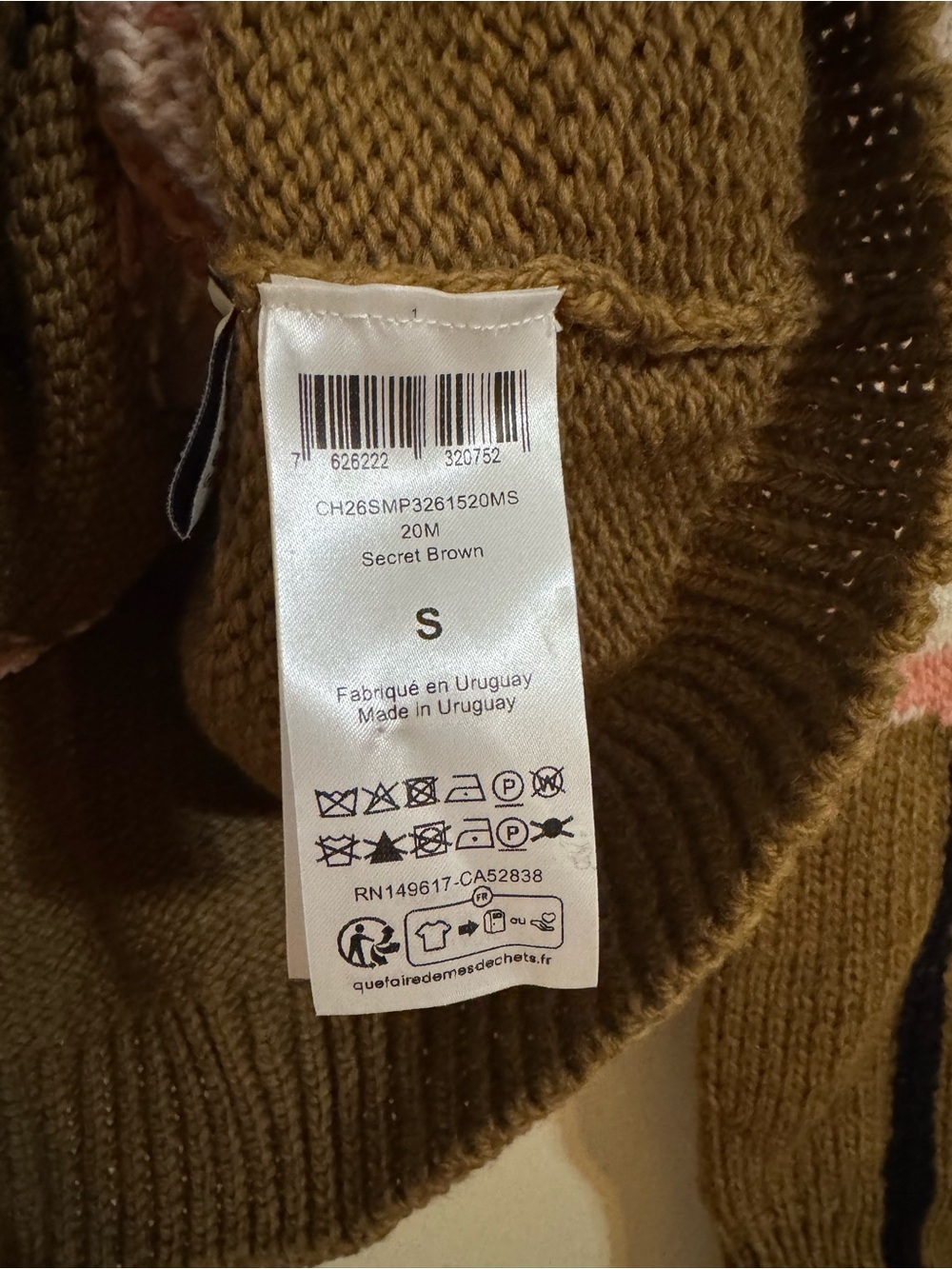 Chloe Flamingo Intarsia Sweater Pullover Knit Wool Brown Small - Picture 3 of 8